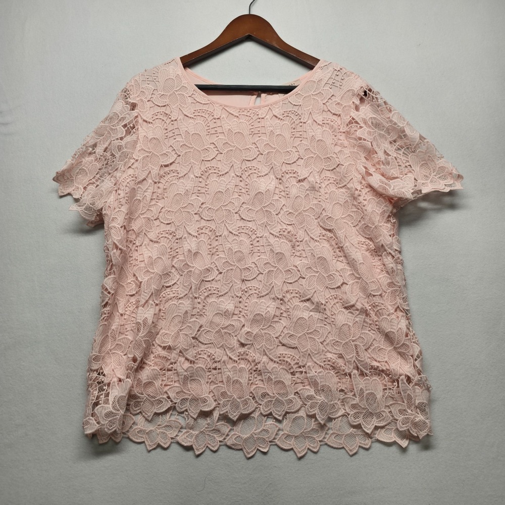 Philosophy Women's‎ Pink Lace Overlay Sheer Blouse Size XL